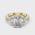 Elowen Emerald Three-Stone Diamond Ring