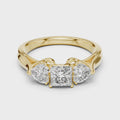 Seraphina Princess & Heart Diamond Three-Stone Ring