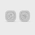 Double Halo Cushion Diamond Stud Earrings