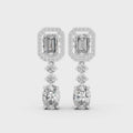 Regal Emerald Halo Drop Diamond Earrings