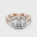 Elowen Emerald Three-Stone Diamond Ring