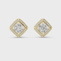 Aurelia Round Brilliant Diamond Cushion Halo Stud Earrings