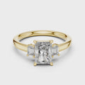 Elodie Three Stone Radiant & Emerald Cut Diamond Ring